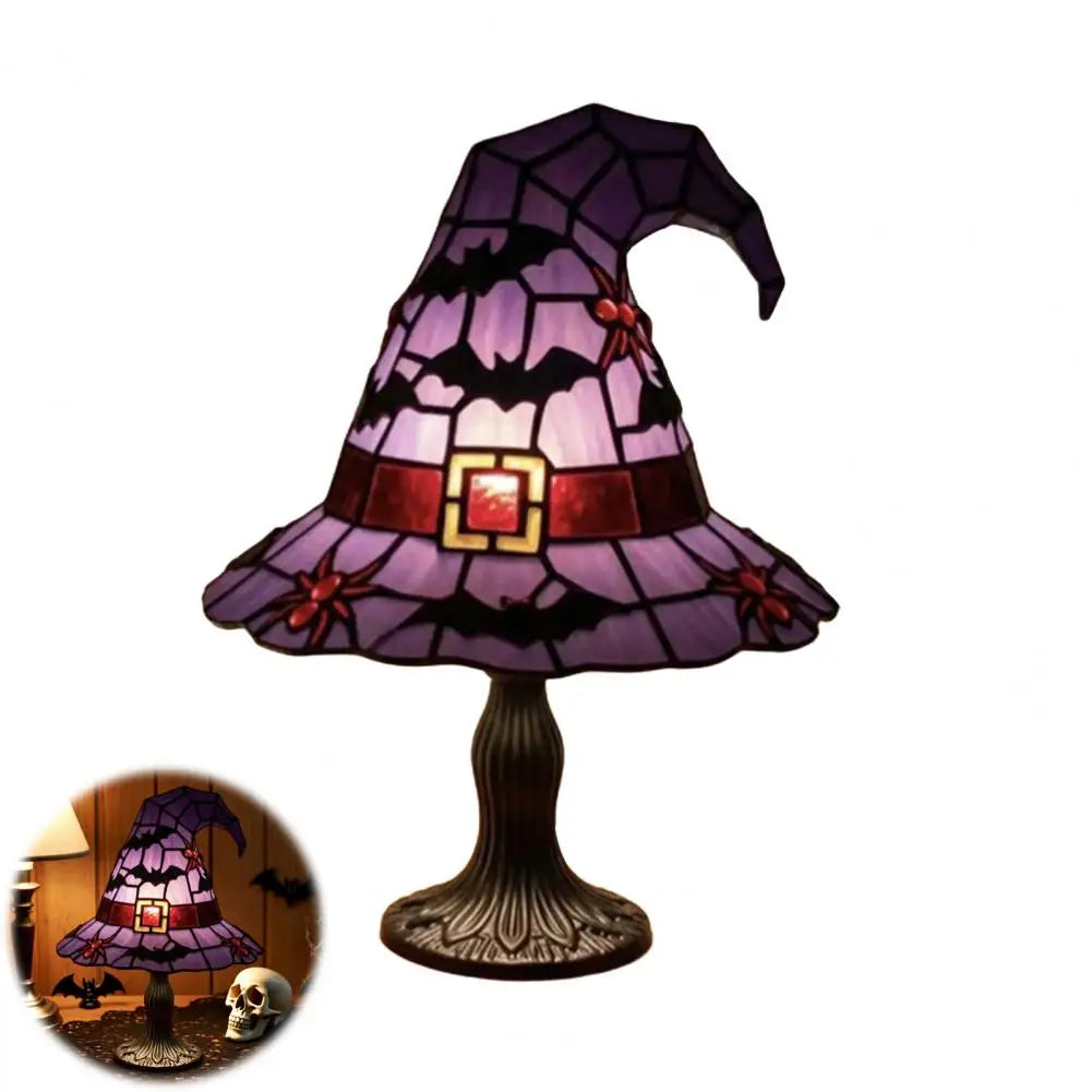 Resin Witch Hat Decoration Festive Atmosphere Lamp Hat Led Night Light Table Lamp Set for Halloween Decor Handcrafted for Indoor