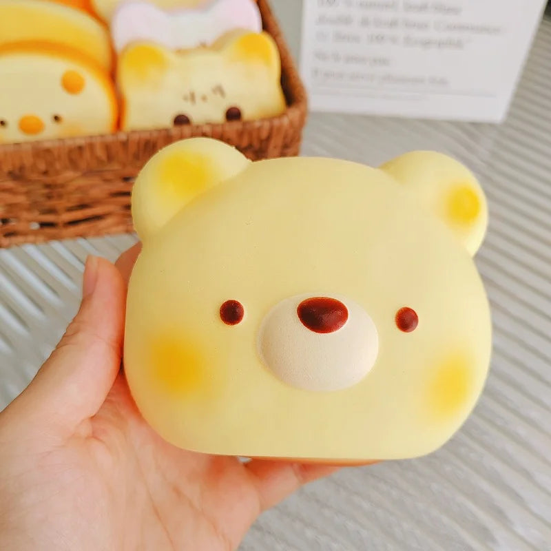 Squishy Cute Cartoon Simulated Bread Squeeze Toy Soft Stress Relief Slow Rising Sensory Fidget for Anxiety Gifts for Kids Adults
