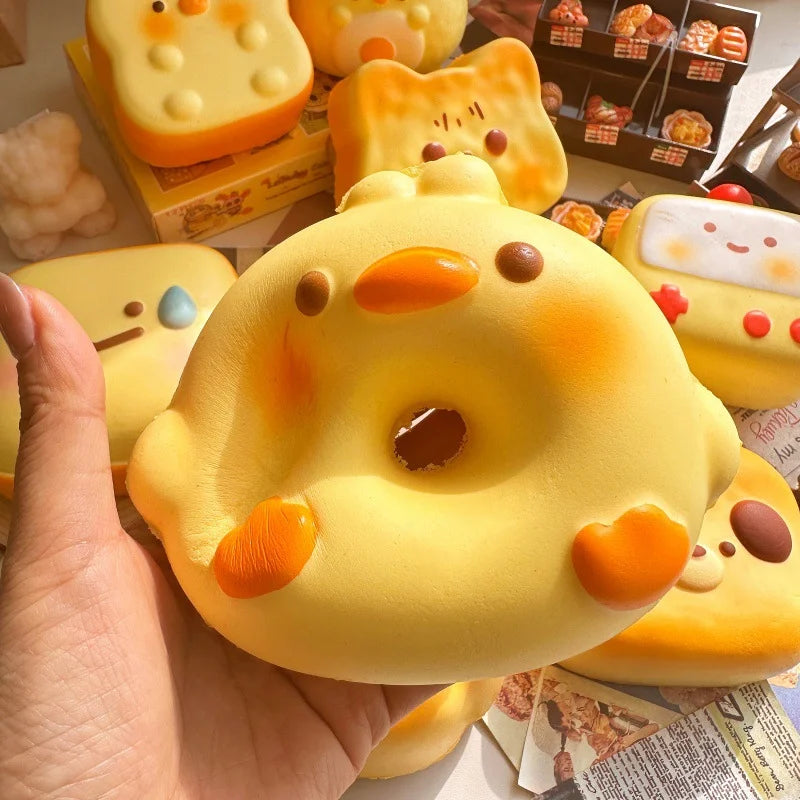 Squishy Cute Cartoon Simulated Bread Squeeze Toy Soft Stress Relief Slow Rising Sensory Fidget for Anxiety Gifts for Kids Adults
