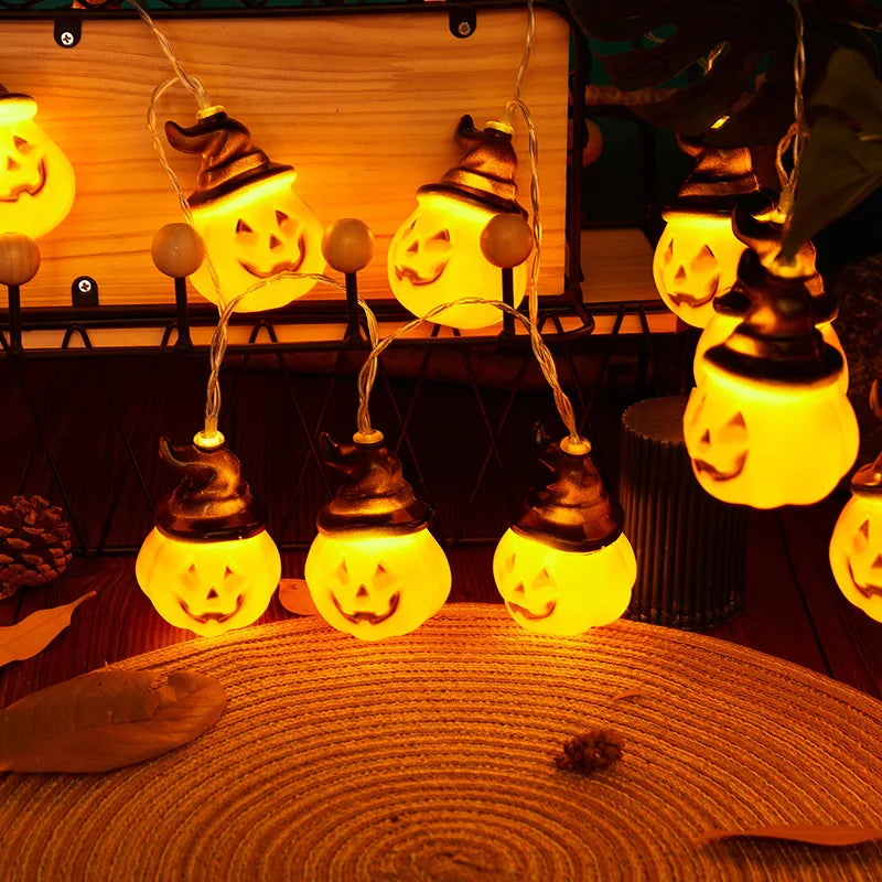 Halloween Decorations Lights Pumpkin String Lights Pumpkin Lantern Lights Halloween Home Party Yard Wall Door Decor Lights 710