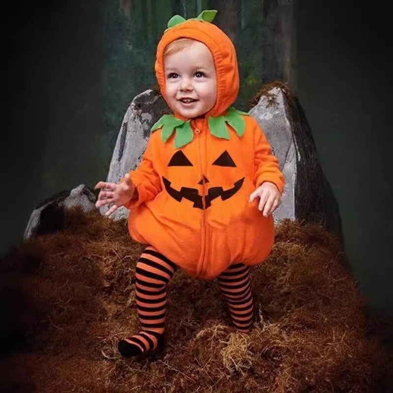 nfant Baby Girl Boy Halloween Costumes Outfit Pumpkin Hooded Romper Footed Pants Leggings Fancy Clothes