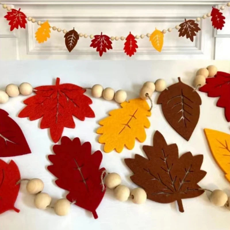 Fireplace Mantel Decoration Orange Thanksgiving Day Bead Fall Banner Halloween All Decorations for Home Indoor