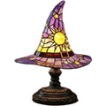 Stained Glass Witch Hat Lamp USB Powered Creative Table Lamp Night Light for Living Room Home Bedroom Decoration Halloween