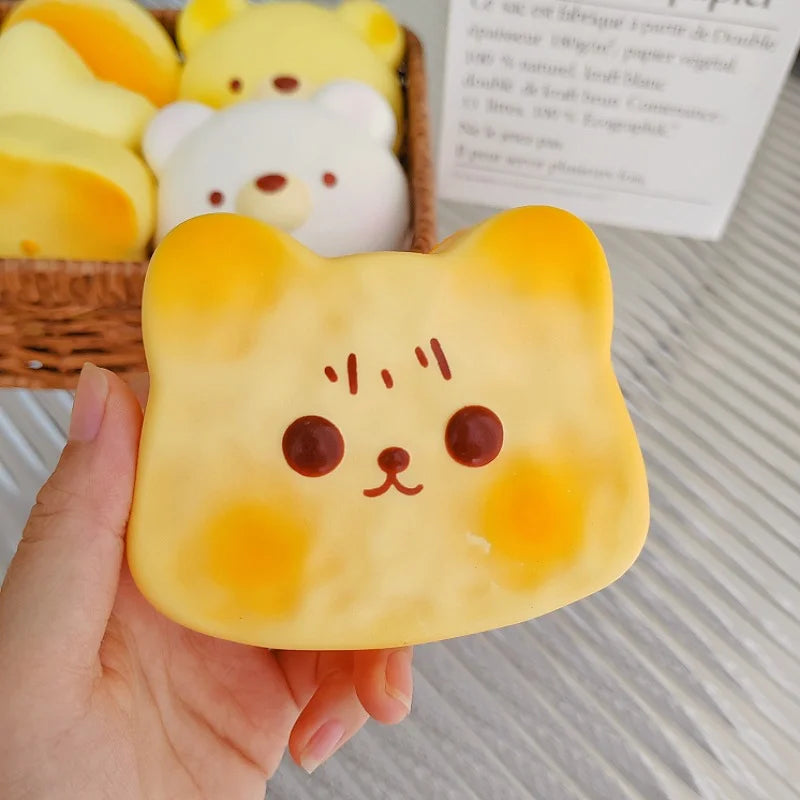 Squishy Cute Cartoon Simulated Bread Squeeze Toy Soft Stress Relief Slow Rising Sensory Fidget for Anxiety Gifts for Kids Adults