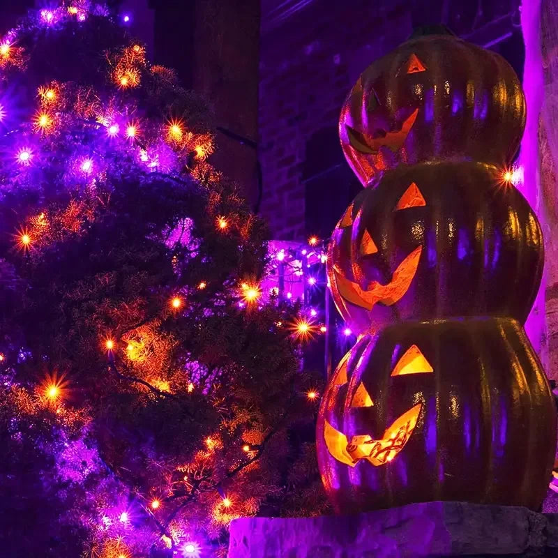 1PC 12M/39.37FT. 100 LED Halloween Solar String Light with 8 Modes Outdoor Waterproof Lamp For Indoor Yard Party Patio Decor