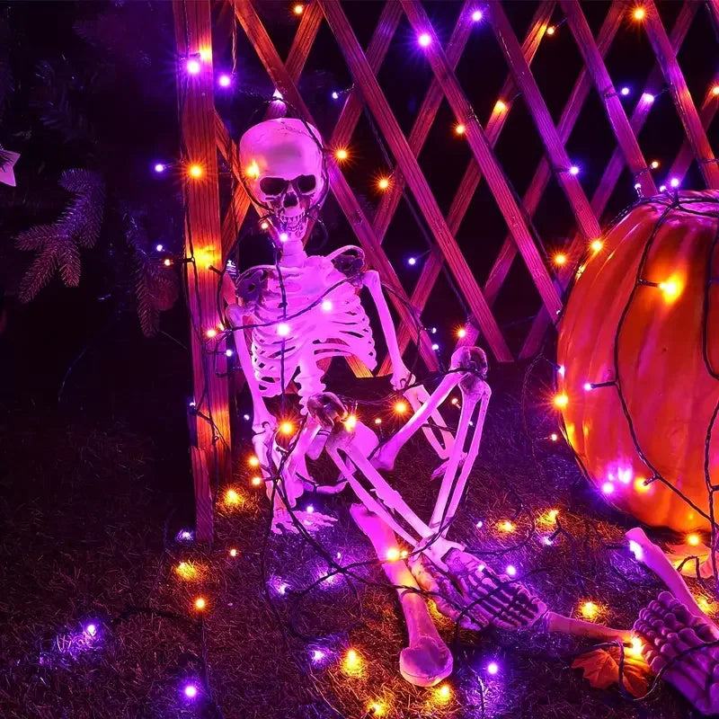 1PC 12M/39.37FT. 100 LED Halloween Solar String Light with 8 Modes Outdoor Waterproof Lamp For Indoor Yard Party Patio Decor