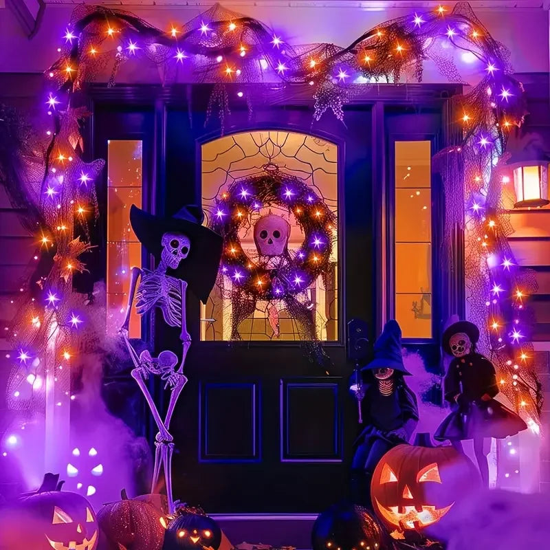 1PC 12M/39.37FT. 100 LED Halloween Solar String Light with 8 Modes Outdoor Waterproof Lamp For Indoor Yard Party Patio Decor