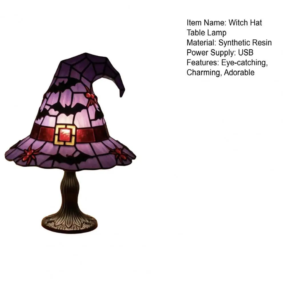 Resin Witch Hat Decoration Festive Atmosphere Lamp Hat Led Night Light Table Lamp Set for Halloween Decor Handcrafted for Indoor