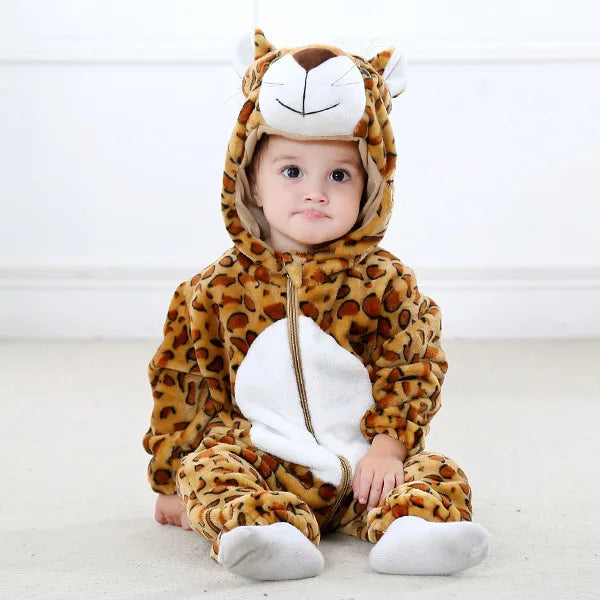 Halloween Dinosaur Winter Baby Romper Kigurumi Costume Flannel Hooded Bodysuit Pajamas Animal Overall Jumpsuit For Girl Boy 0-4T