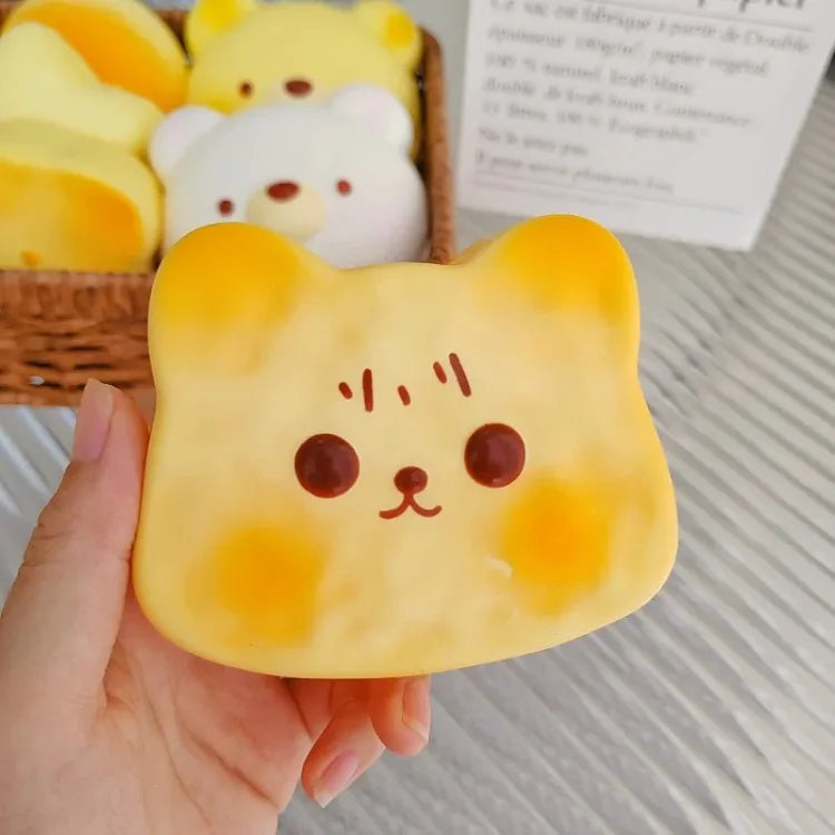 Squishy Cute Cartoon Simulated Bread Squeeze Toy Soft Stress Relief Slow Rising Sensory Fidget for Anxiety Gifts for Kids Adults