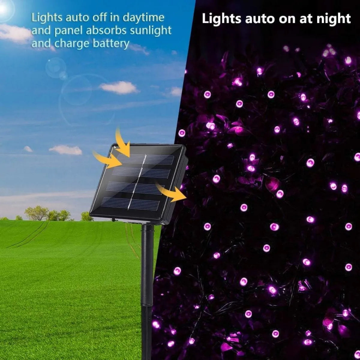 1PC 12M/39.37FT. 100 LED Halloween Solar String Light with 8 Modes Outdoor Waterproof Lamp For Indoor Yard Party Patio Decor