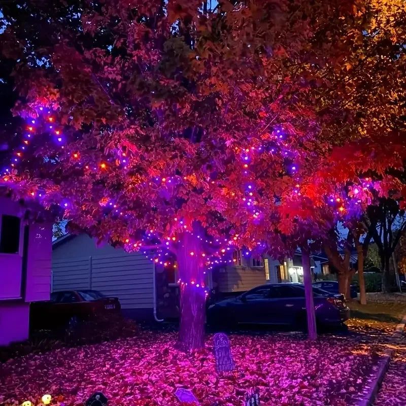 1PC 12M/39.37FT. 100 LED Halloween Solar String Light with 8 Modes Outdoor Waterproof Lamp For Indoor Yard Party Patio Decor