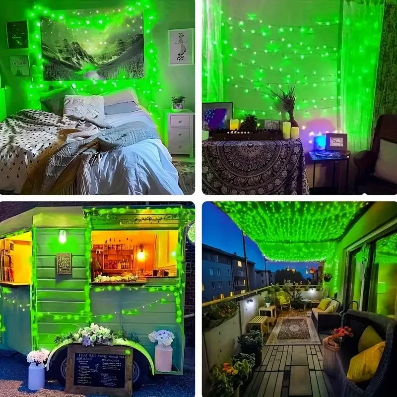 1PC 12M/39.37FT. 100 LED Halloween Solar String Light with 8 Modes Outdoor Waterproof Lamp For Indoor Yard Party Patio Decor