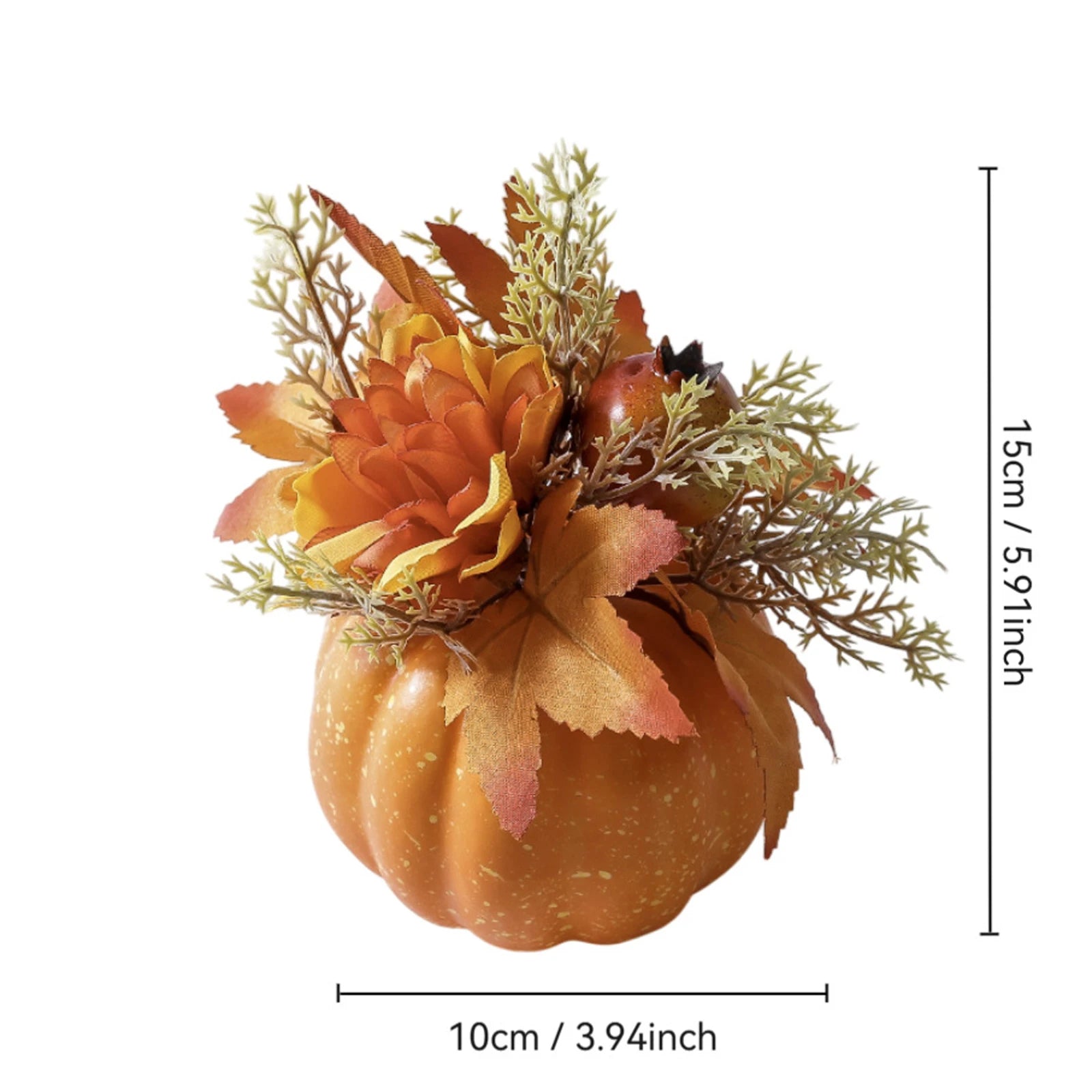 Thanksgiving Artificial Pumpkins Rustic Plastic Pumpkin Decorations with Leaves for Fall Party