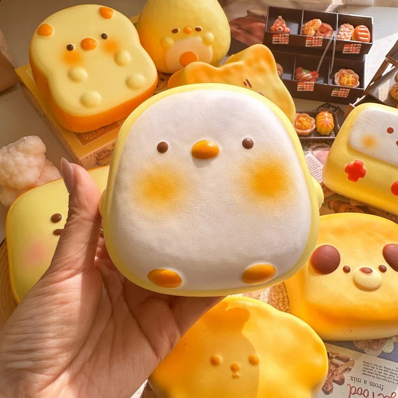 Squishy Cute Cartoon Simulated Bread Squeeze Toy Soft Stress Relief Slow Rising Sensory Fidget for Anxiety Gifts for Kids Adults