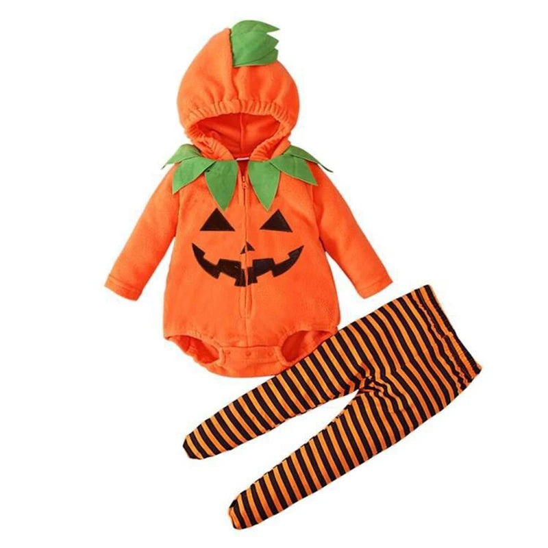 nfant Baby Girl Boy Halloween Costumes Outfit Pumpkin Hooded Romper Footed Pants Leggings Fancy Clothes