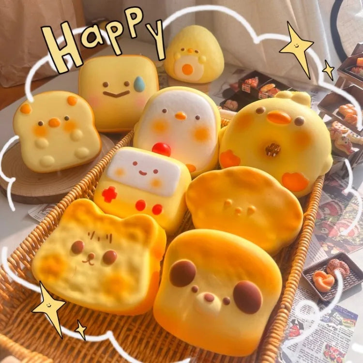 Squishy Cute Cartoon Simulated Bread Squeeze Toy Soft Stress Relief Slow Rising Sensory Fidget for Anxiety Gifts for Kids Adults