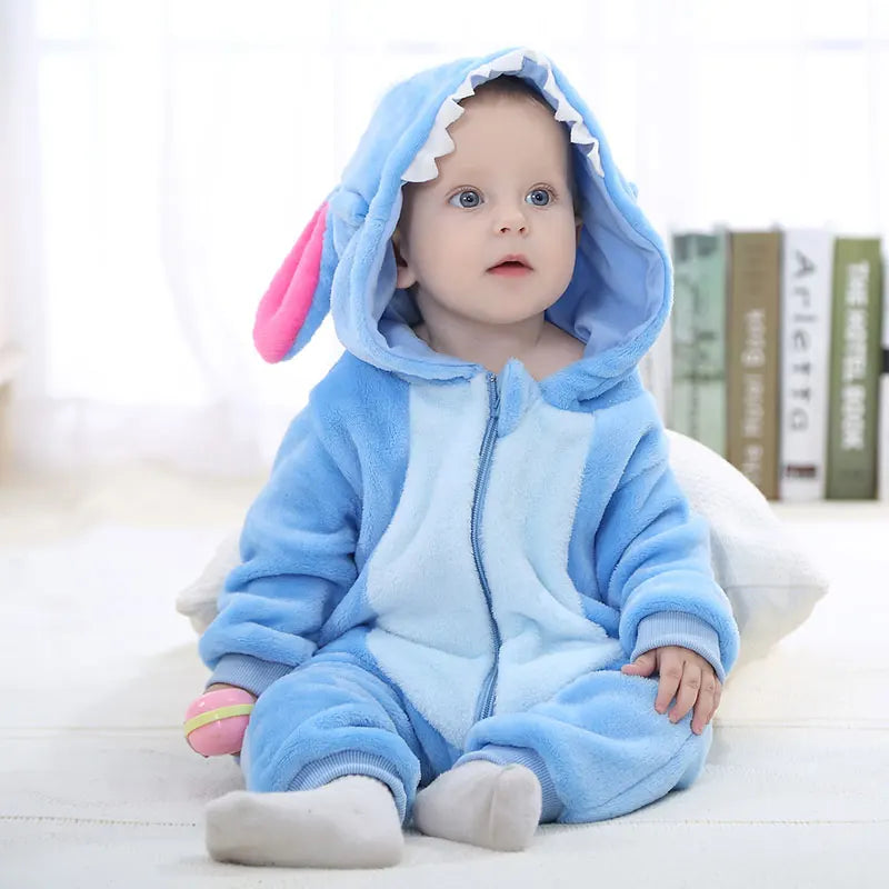 Halloween Dinosaur Winter Baby Romper Kigurumi Costume Flannel Hooded Bodysuit Pajamas Animal Overall Jumpsuit For Girl Boy 0-4T
