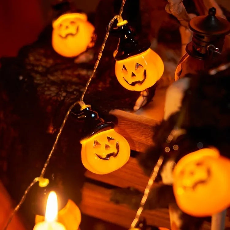 Halloween Decorations Lights Pumpkin String Lights Pumpkin Lantern Lights Halloween Home Party Yard Wall Door Decor Lights 710