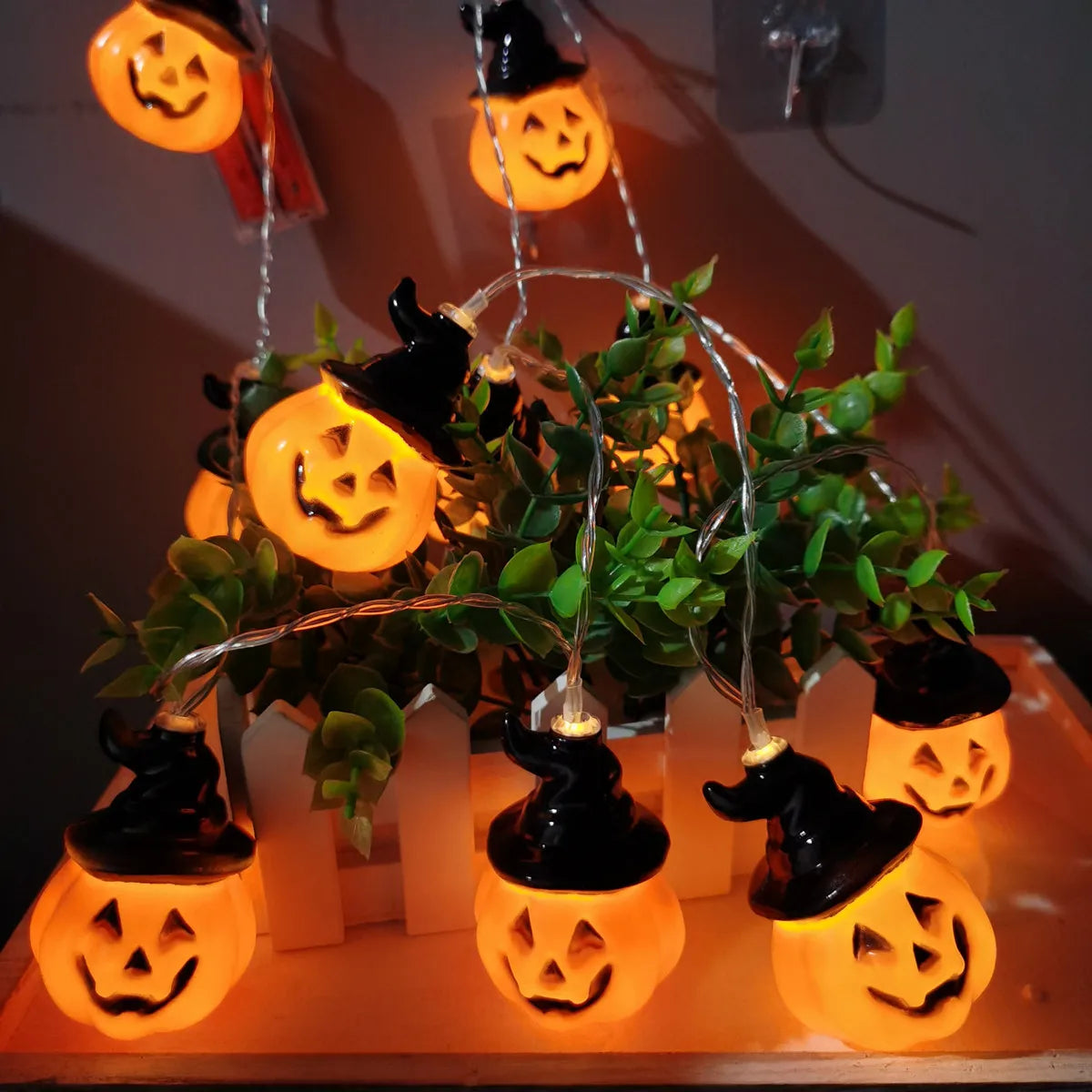 Halloween Decorations Lights Pumpkin String Lights Pumpkin Lantern Lights Halloween Home Party Yard Wall Door Decor Lights 710