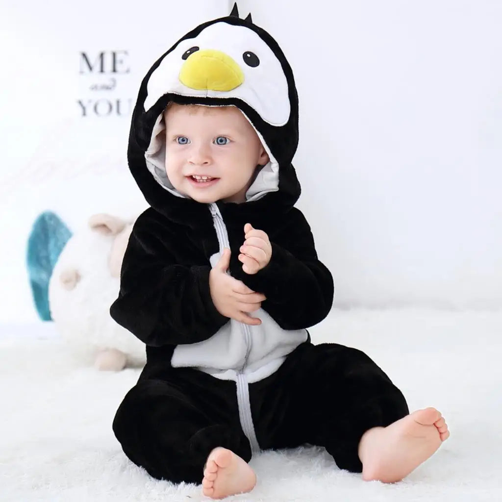 Halloween Dinosaur Winter Baby Romper Kigurumi Costume Flannel Hooded Bodysuit Pajamas Animal Overall Jumpsuit For Girl Boy 0-4T