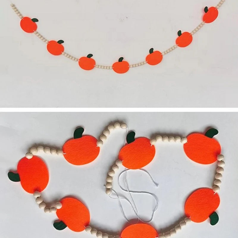 Fireplace Mantel Decoration Orange Thanksgiving Day Bead Fall Banner Halloween All Decorations for Home Indoor